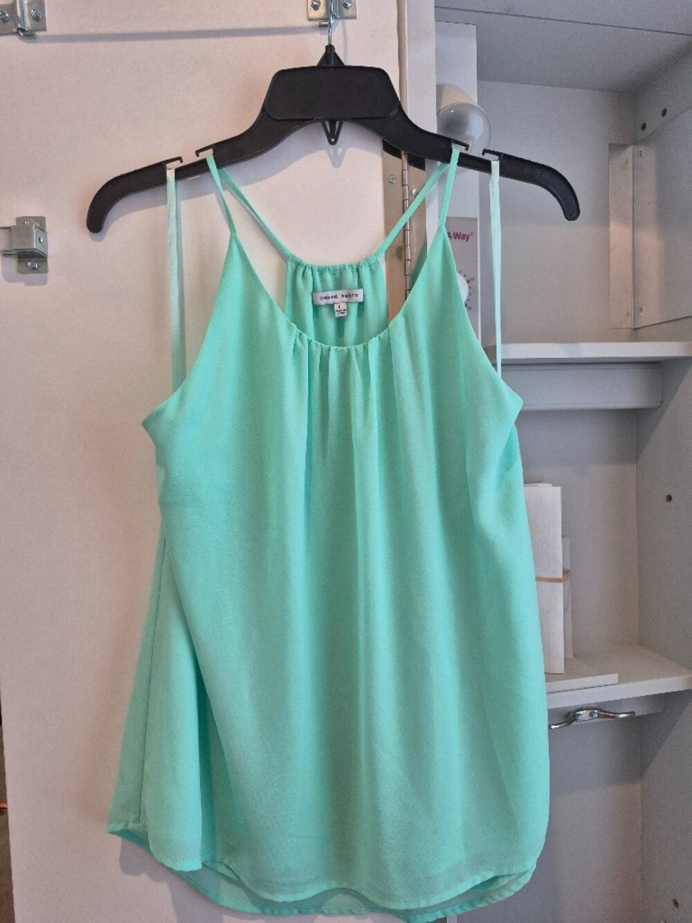 Naked Zebra Mint Green Chiffon Racerback Tank Top Size Large